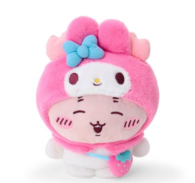 The Chiikawa × Sanrio Characters collaboration features mascots in fuzzy costume crossovers, with 21 new items releasing June 13 nationwide